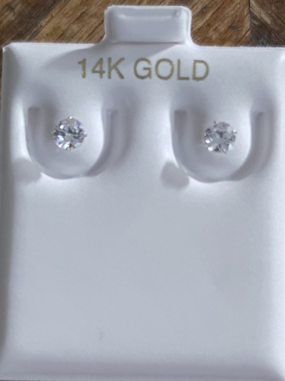 14K Gold Clear CZ Stud Earrings - Classic Sparkle